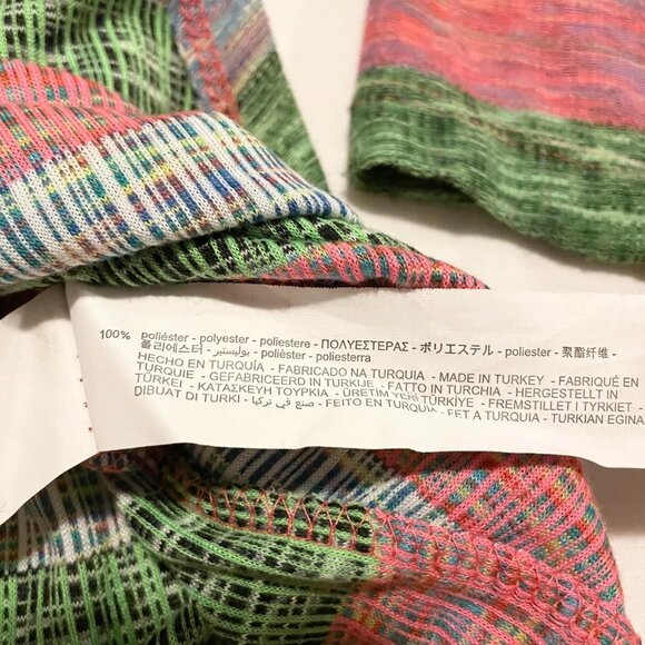 Zara Striped Green Pink Runched Knit Mini Dress Size Small - Picture 11 of 16